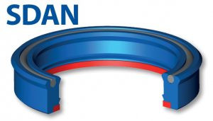 Полукомпактная манжета цилиндрического отбойника с двойной губкой, кольцом и гасителем энергии (SDAN)